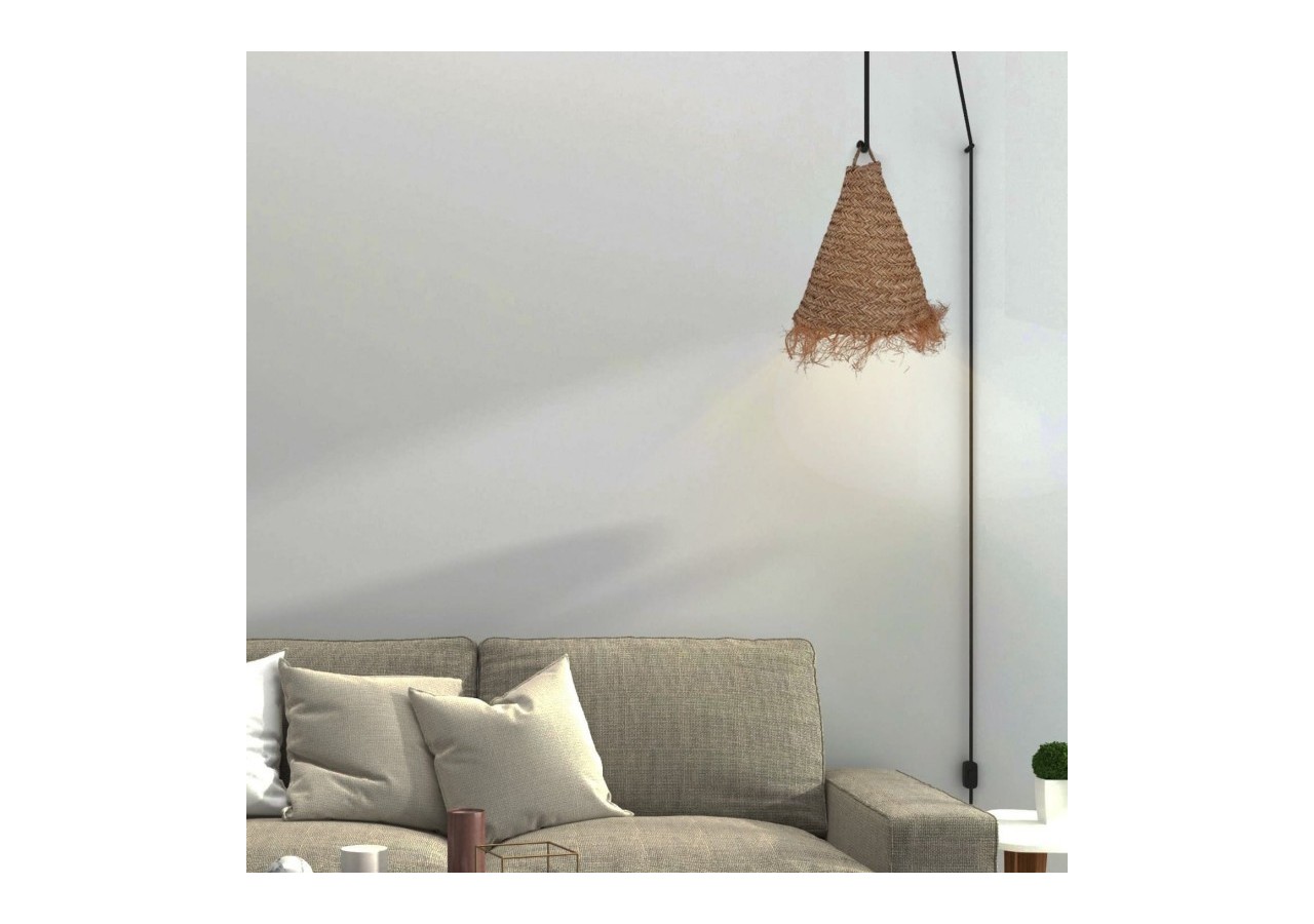 Suspension en fibre naturelle "NAM XL" avec interrupteur et prise - K189-C-N - Barcelona LED