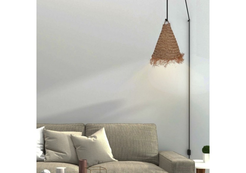 Suspension en fibre naturelle "NAM XL" avec interrupteur et prise - K189-C-N - Barcelona LED