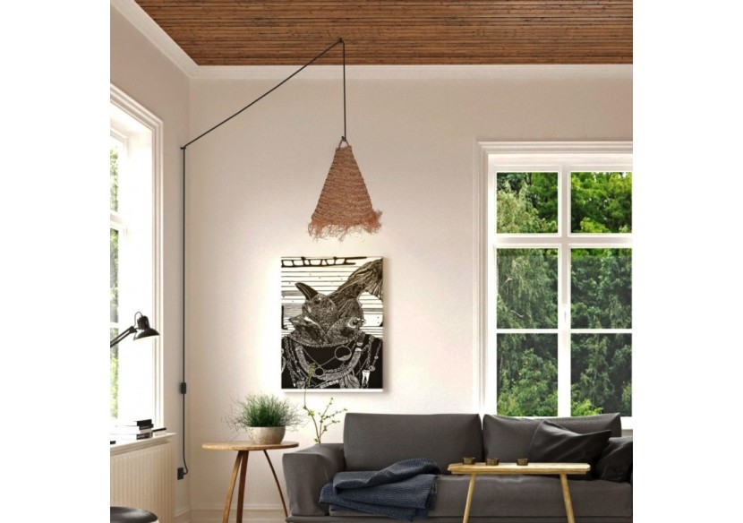 Suspension en fibre naturelle "NAM XL" avec interrupteur et prise - K189-C-N - Barcelona LED