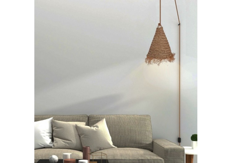 Suspension en fibre naturelle "NAM XL" avec interrupteur et prise - K189-C-CU - Barcelona LED 2