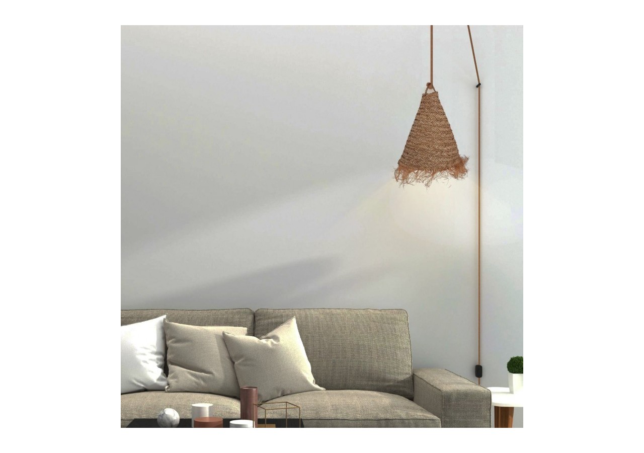 Suspension en fibre naturelle "NAM XL" avec interrupteur et prise - K189-C-CU - Barcelona LED