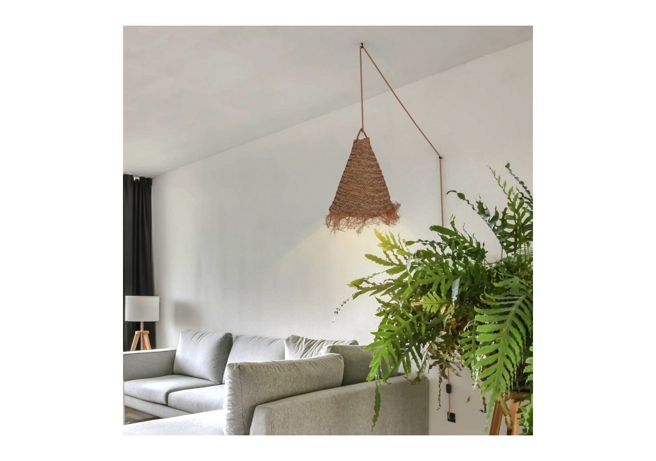 Suspension en fibre naturelle "NAM XL" avec interrupteur et prise - K189-C-CU - Barcelona LED