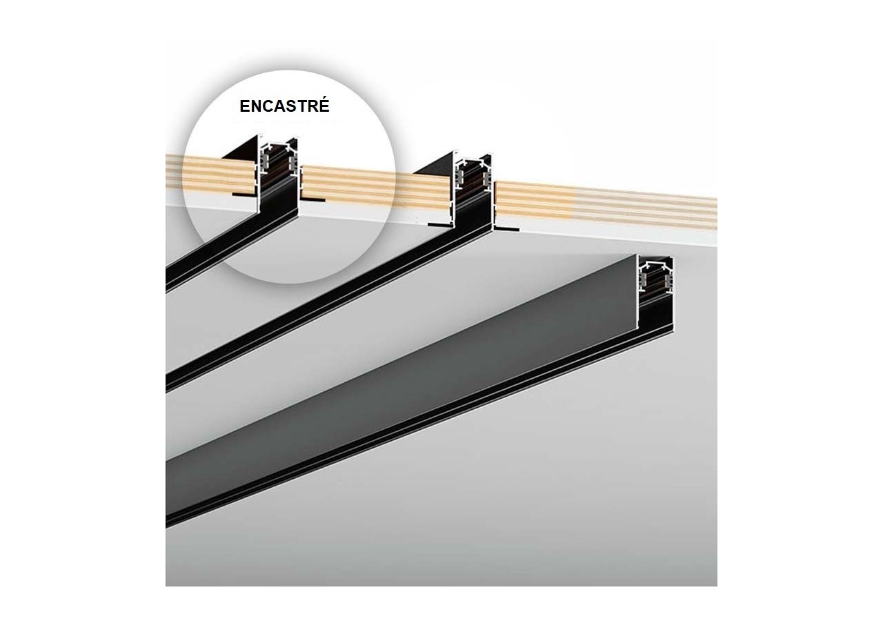 Rail magnétique encastré 20mm 48V 2 mètres - CME-200-B - Barcelona LED