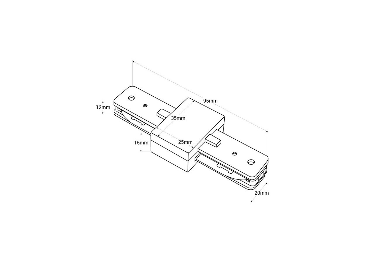 Jonction droite pour rail monophasé en PVC (Réf. BTMP) - BTMP-GB02-B - Barcelona LED