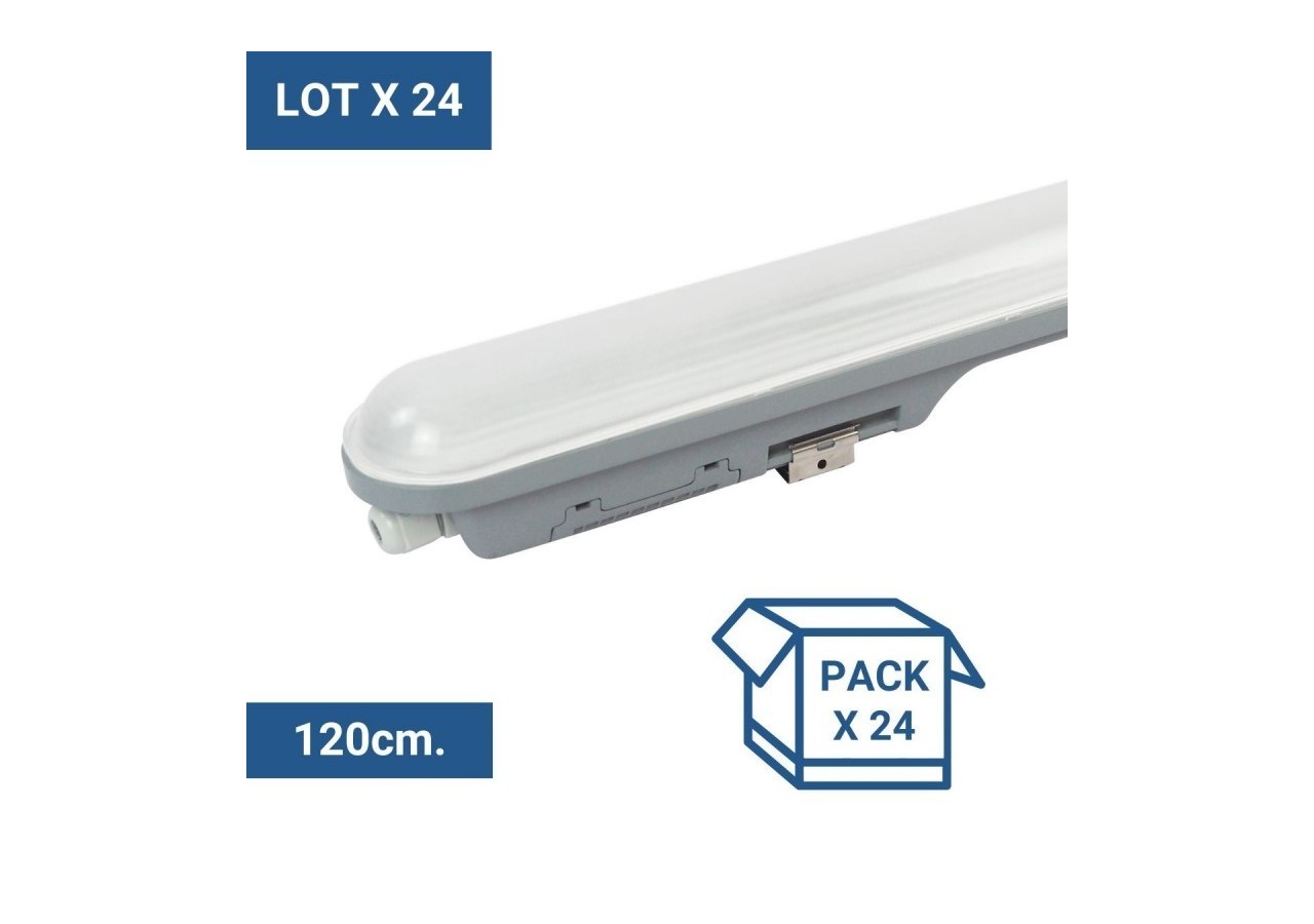 Lot x 24-Réglette étanche LED connectable 36W-120cm-IP65 - K8420-24-120BN - Barcelona LED