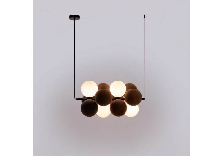 Suspension acoustique horizontale "DRAC"-4 globes lumineux et 8 globes absorbants - B206-H-CB - Barcelona LED