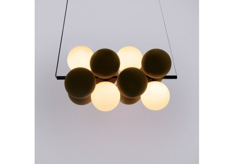 Suspension acoustique horizontale "DRAC"-4 globes lumineux et 8 globes absorbants - B206-H-CB - Barcelona LED 2