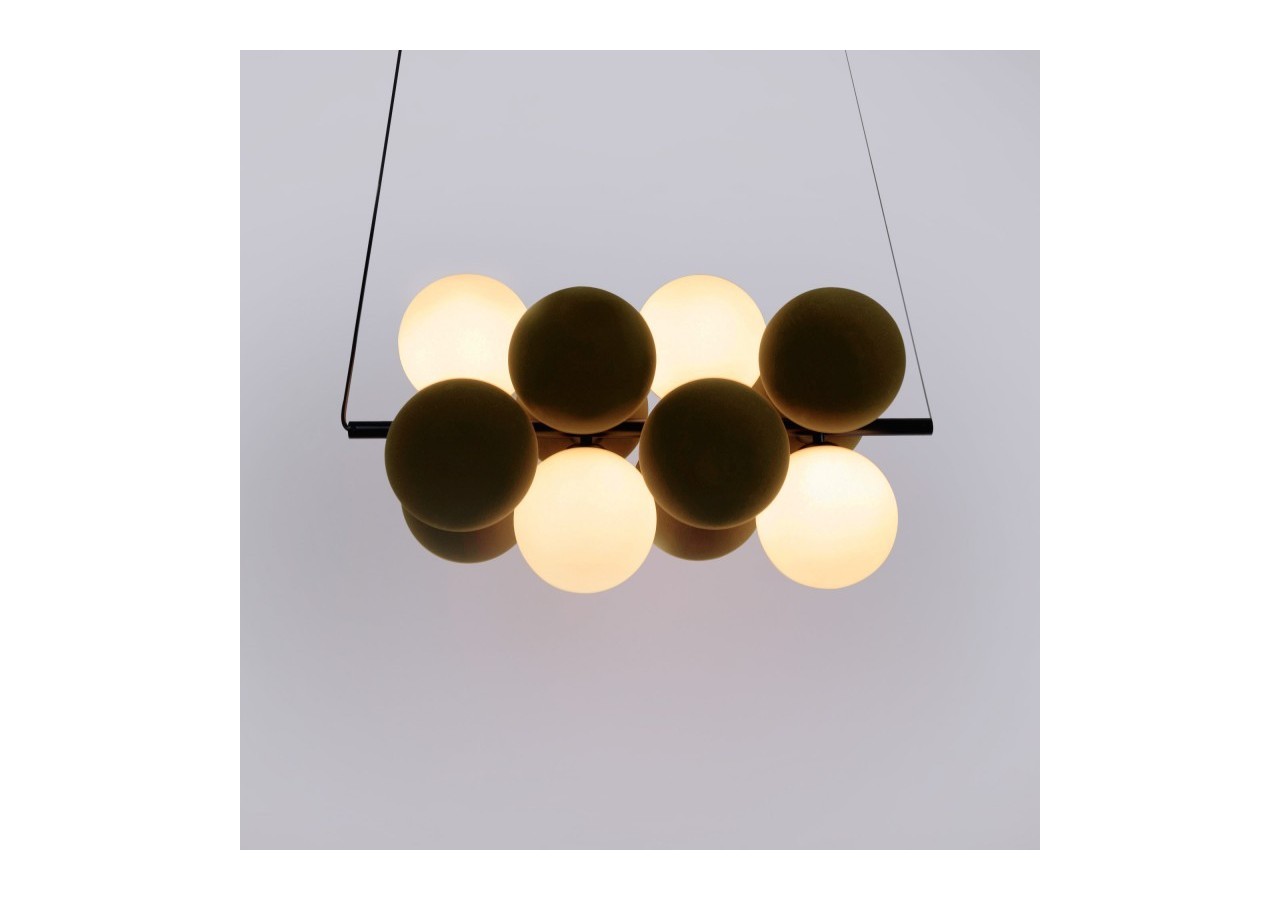 Suspension acoustique horizontale "DRAC"-4 globes lumineux et 8 globes absorbants - B206-H-CB - Barcelona LED