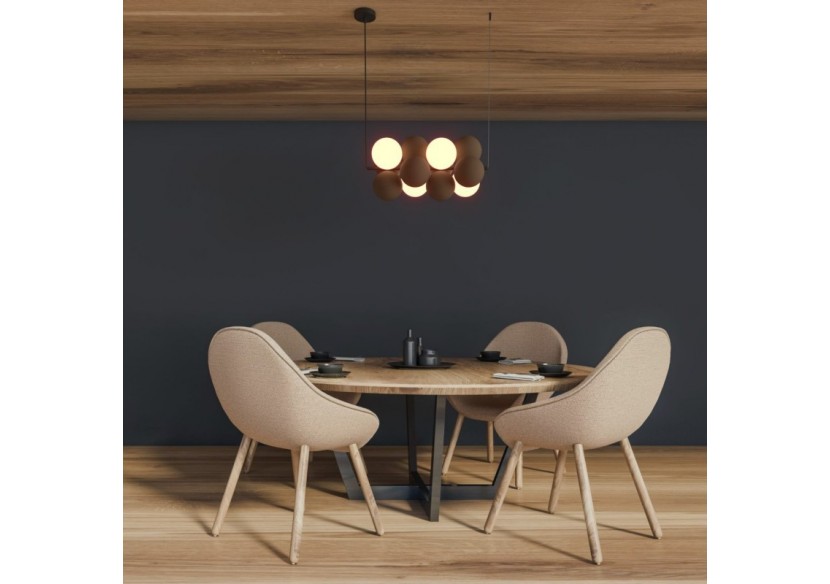 Suspension acoustique horizontale "DRAC"-4 globes lumineux et 8 globes absorbants - B206-H-CB - Barcelona LED