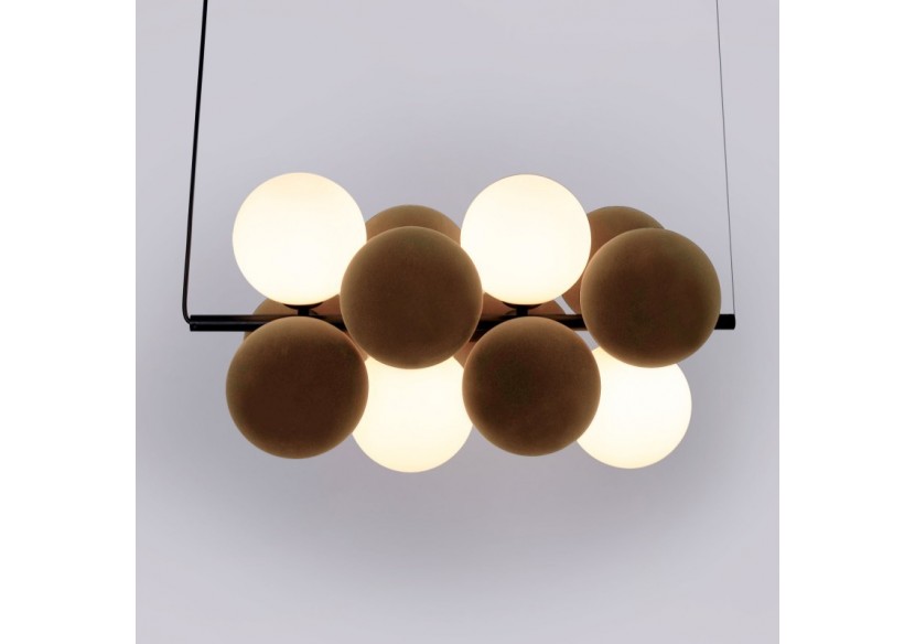 Suspension acoustique horizontale "DRAC"-4 globes lumineux et 8 globes absorbants - B206-H-CB - Barcelona LED