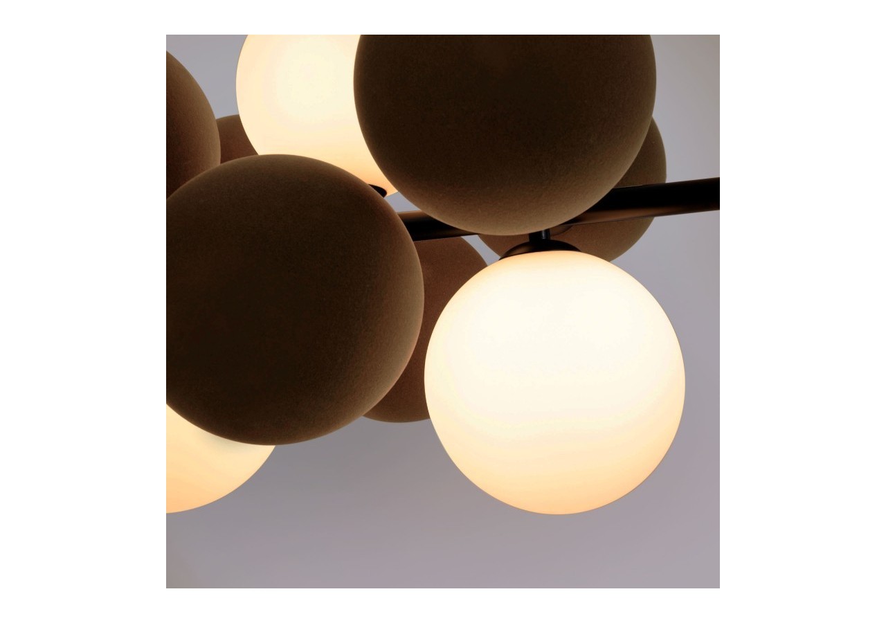 Suspension acoustique horizontale "DRAC"-4 globes lumineux et 8 globes absorbants - B206-H-CB - Barcelona LED