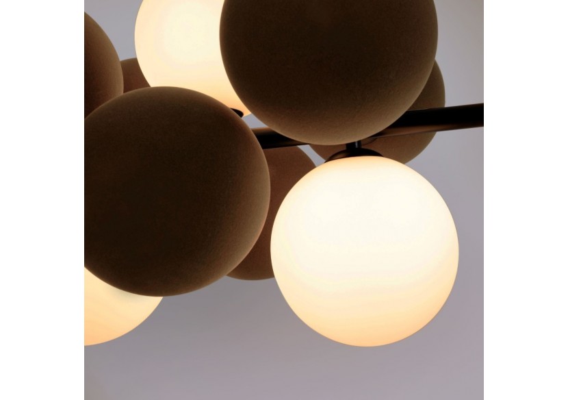 Suspension acoustique horizontale "DRAC"-4 globes lumineux et 8 globes absorbants - B206-H-CB - Barcelona LED
