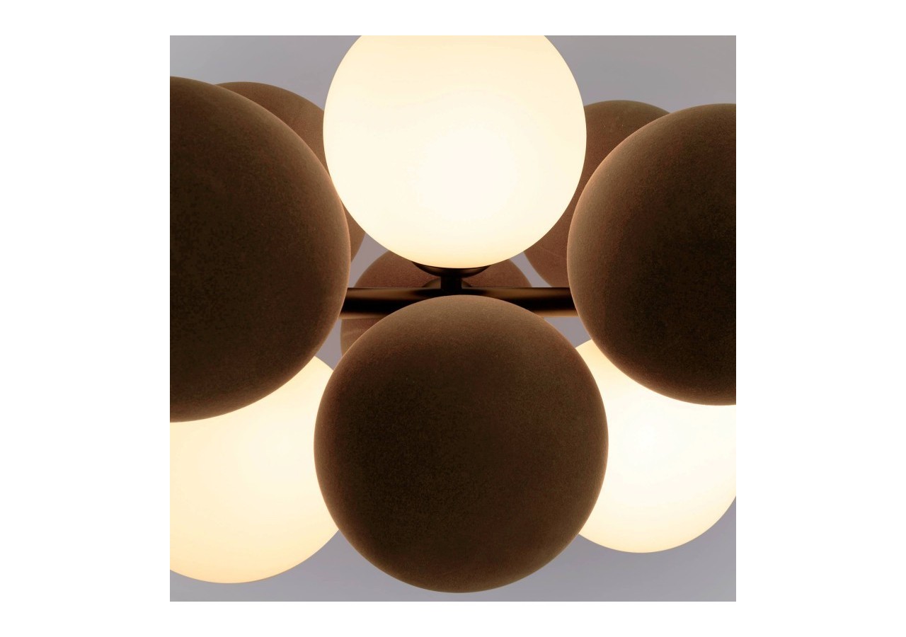 Suspension acoustique horizontale "DRAC"-4 globes lumineux et 8 globes absorbants - B206-H-CB - Barcelona LED