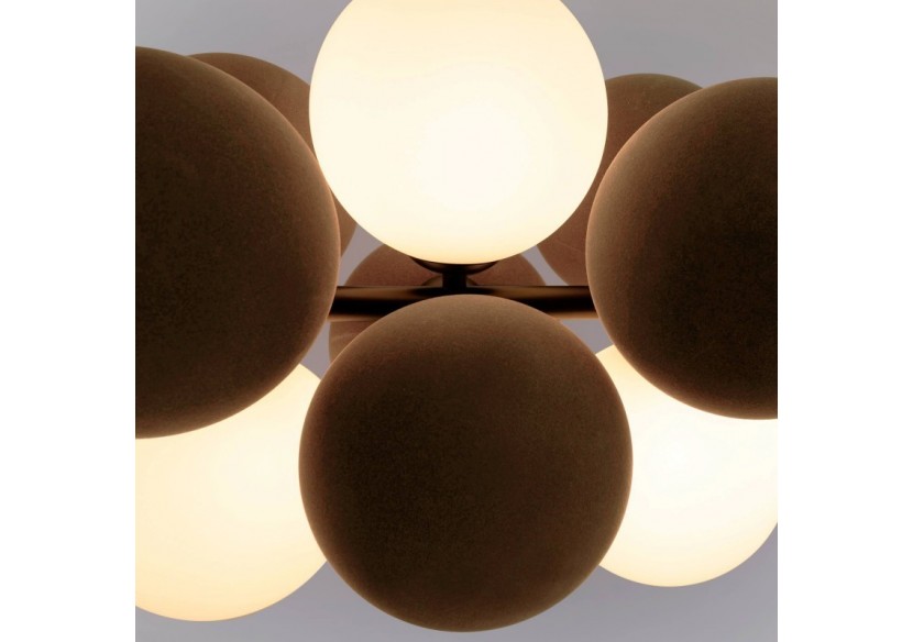 Suspension acoustique horizontale "DRAC"-4 globes lumineux et 8 globes absorbants - B206-H-CB - Barcelona LED