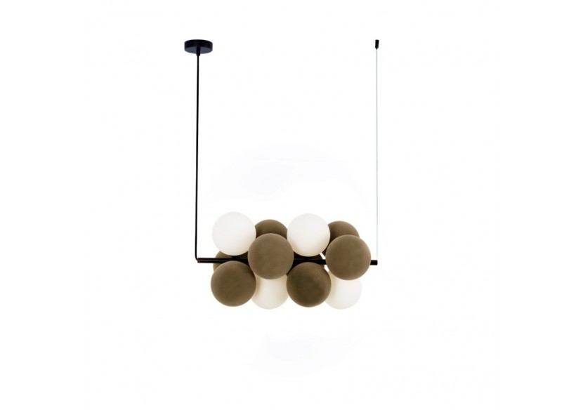 Suspension acoustique horizontale "DRAC"-4 globes lumineux et 8 globes absorbants - B206-H-CB - Barcelona LED