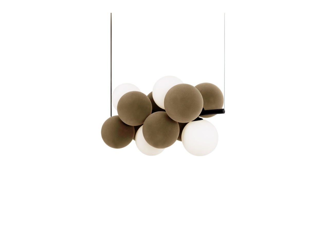 Suspension acoustique horizontale "DRAC"-4 globes lumineux et 8 globes absorbants - B206-H-CB - Barcelona LED