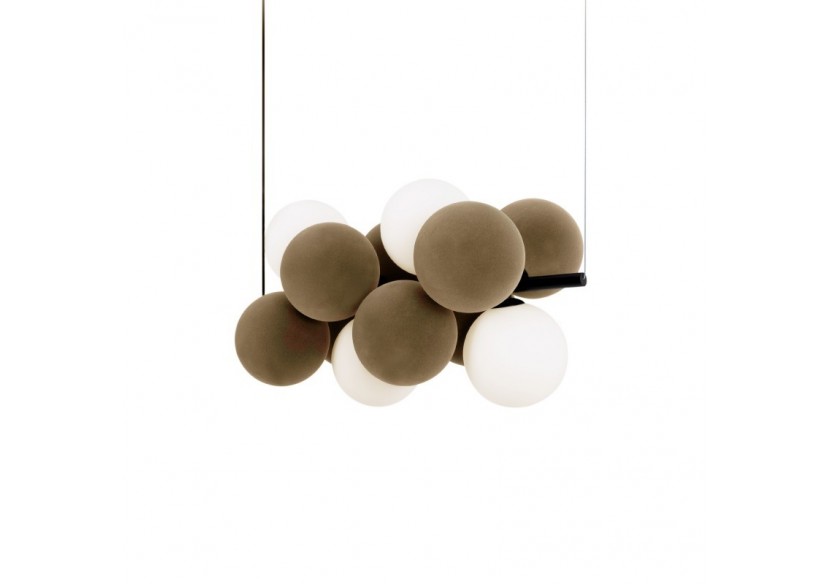 Suspension acoustique horizontale "DRAC"-4 globes lumineux et 8 globes absorbants - B206-H-CB - Barcelona LED