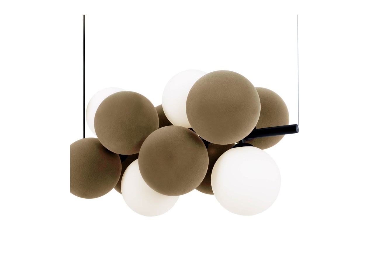 Suspension acoustique horizontale "DRAC"-4 globes lumineux et 8 globes absorbants - B206-H-CB - Barcelona LED