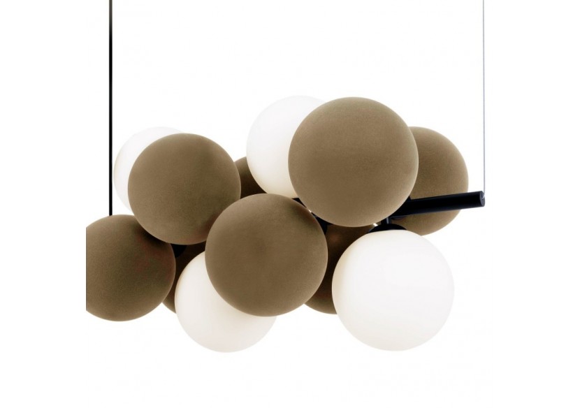 Suspension acoustique horizontale "DRAC"-4 globes lumineux et 8 globes absorbants - B206-H-CB - Barcelona LED
