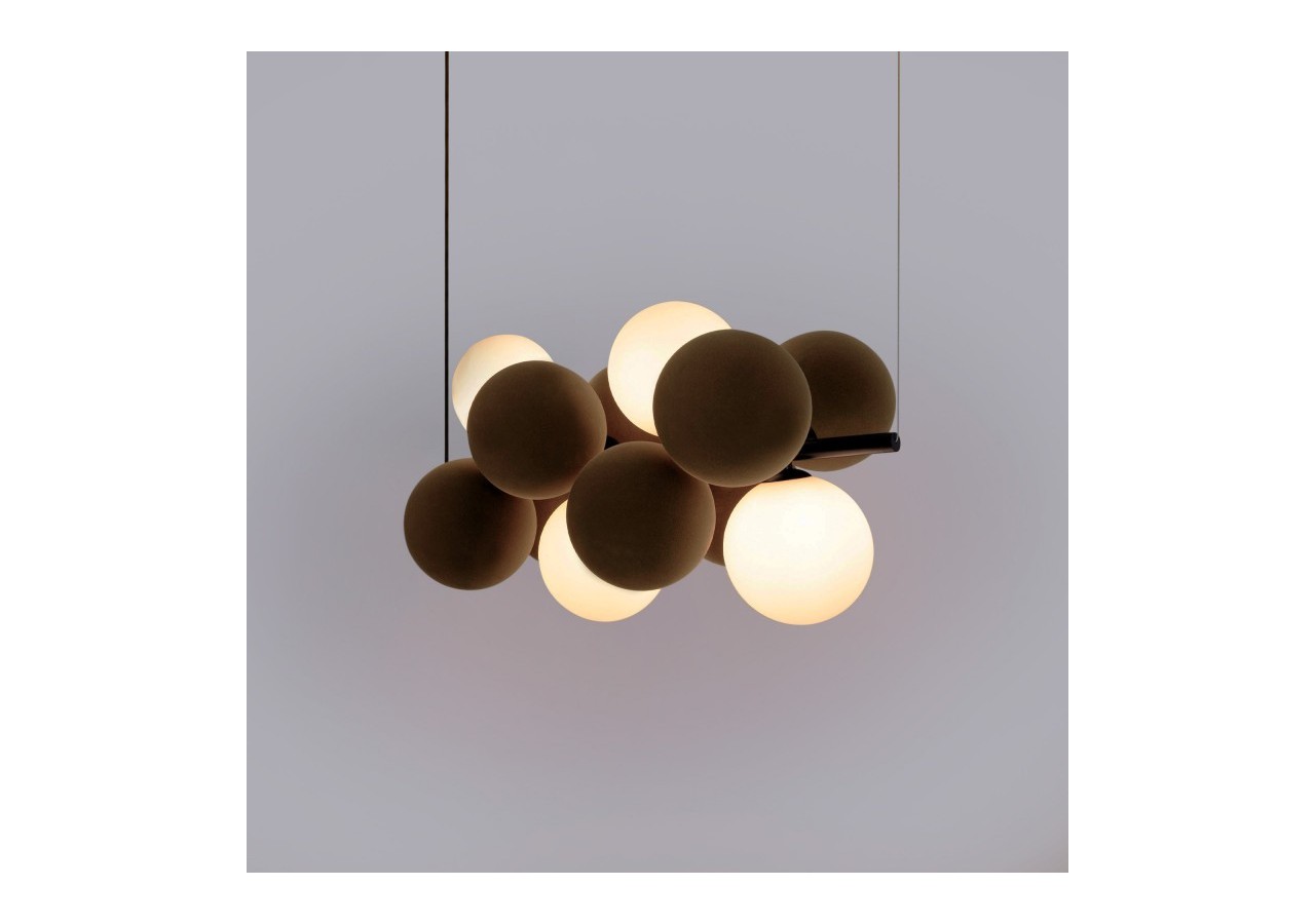 Suspension acoustique horizontale "DRAC"-4 globes lumineux et 8 globes absorbants - B206-H-CB - Barcelona LED