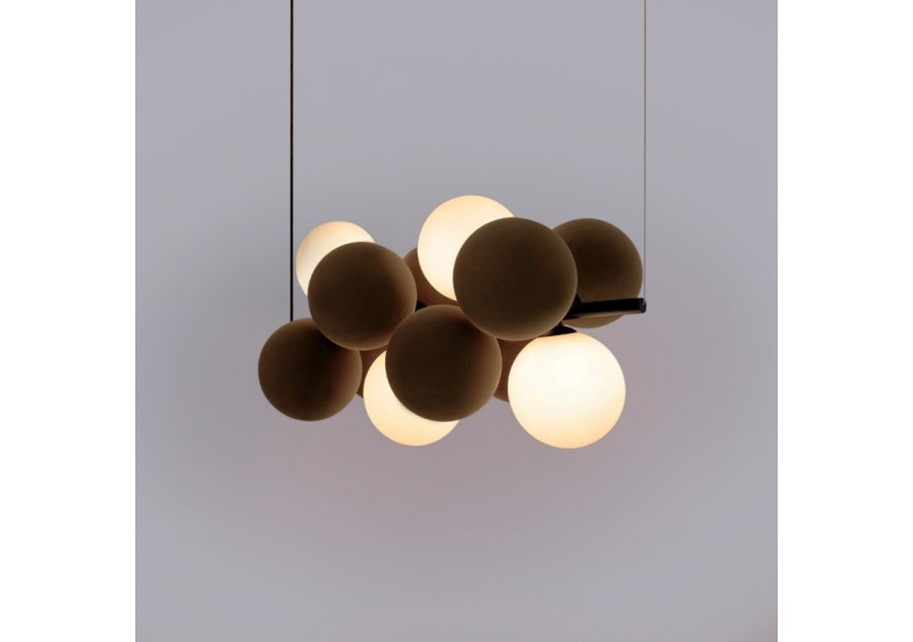 Suspension acoustique horizontale "DRAC"-4 globes lumineux et 8 globes absorbants - B206-H-CB - Barcelona LED