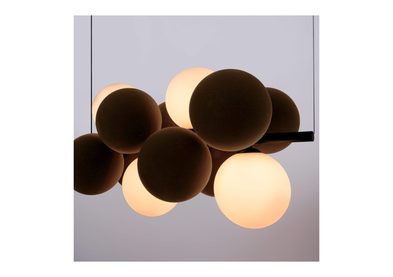 Suspension acoustique horizontale "DRAC"-4 globes lumineux et 8 globes absorbants - B206-H-CB - Barcelona LED