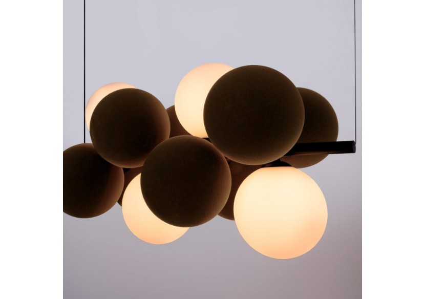 Suspension acoustique horizontale "DRAC"-4 globes lumineux et 8 globes absorbants - B206-H-CB - Barcelona LED