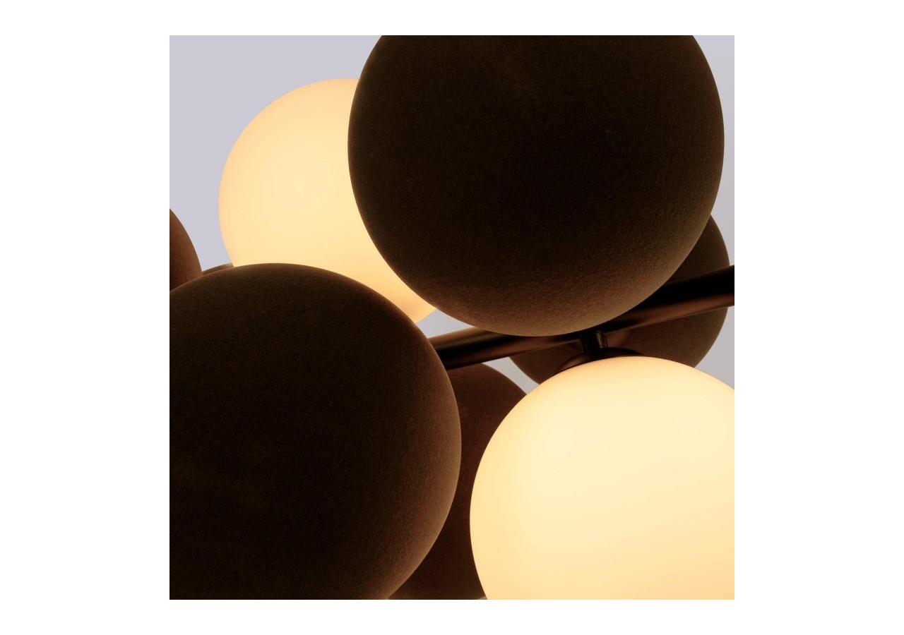 Suspension acoustique horizontale "DRAC"-4 globes lumineux et 8 globes absorbants - B206-H-CB - Barcelona LED