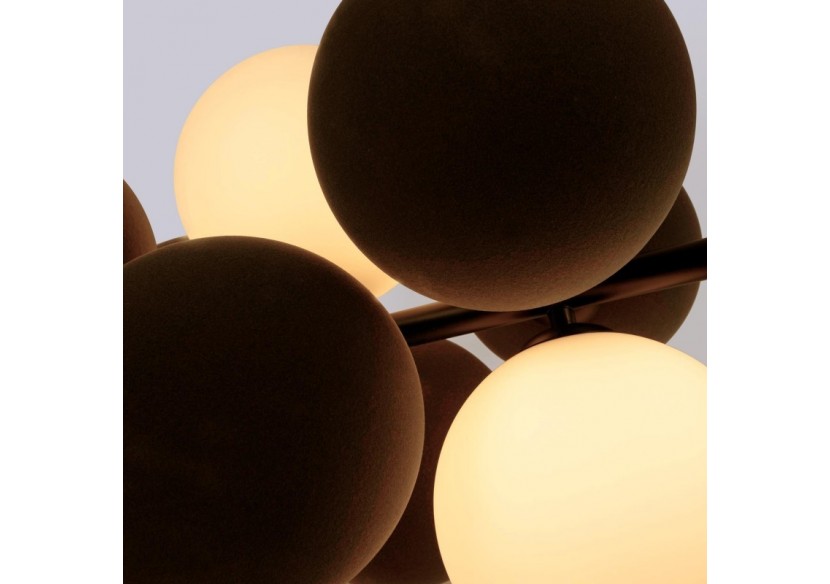 Suspension acoustique horizontale "DRAC"-4 globes lumineux et 8 globes absorbants - B206-H-CB - Barcelona LED