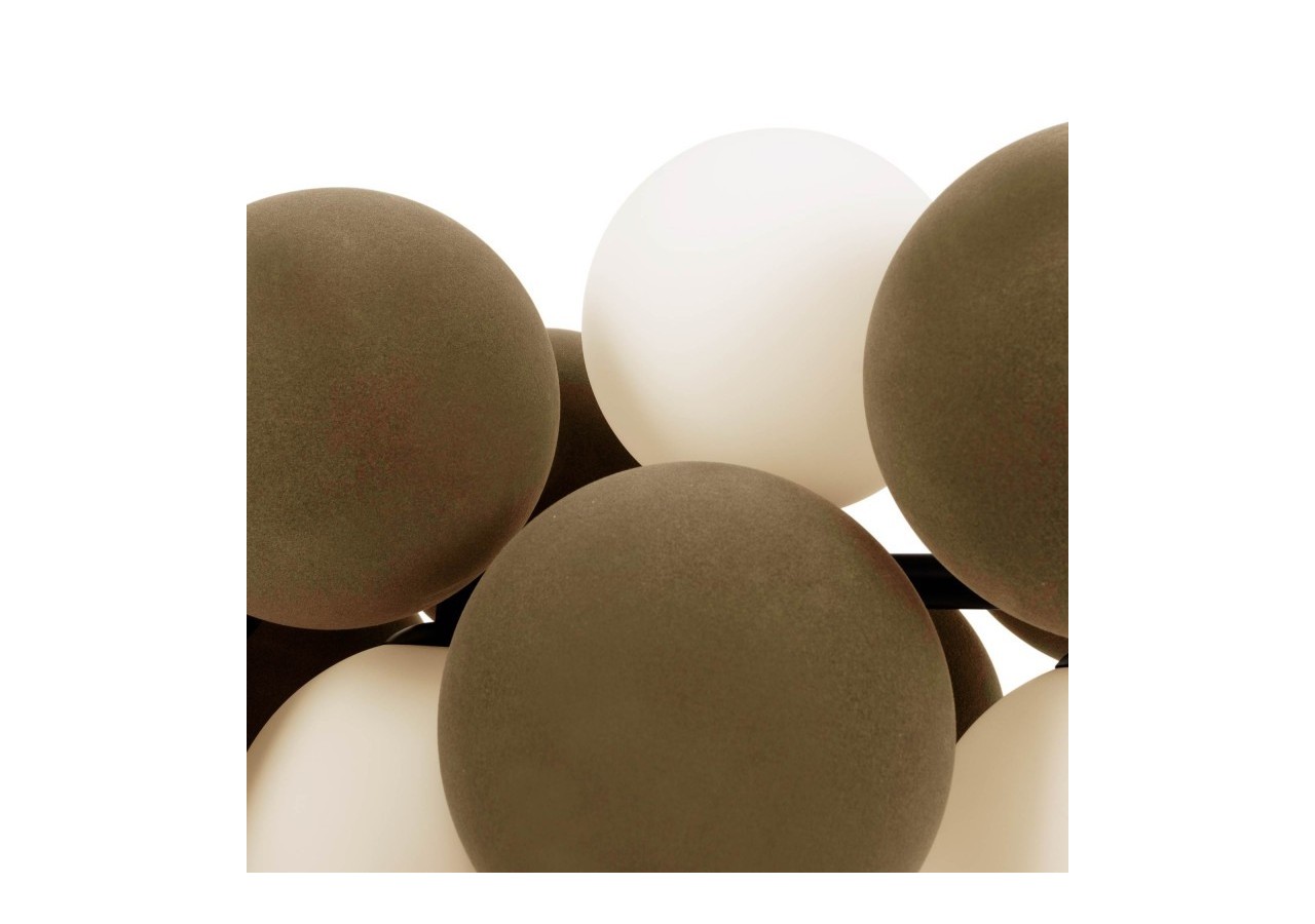 Suspension acoustique horizontale "DRAC"-4 globes lumineux et 8 globes absorbants - B206-H-CB - Barcelona LED