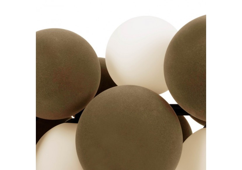 Suspension acoustique horizontale "DRAC"-4 globes lumineux et 8 globes absorbants - B206-H-CB - Barcelona LED