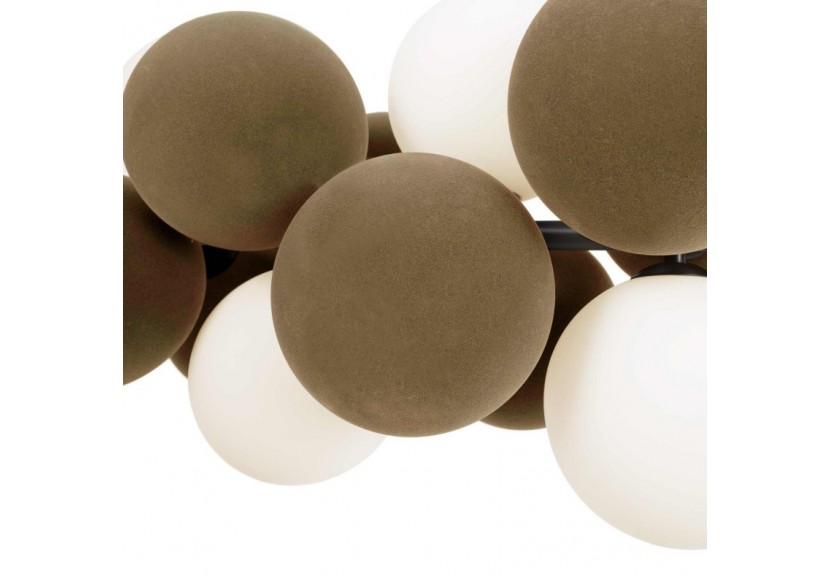 Suspension acoustique horizontale "DRAC"-4 globes lumineux et 8 globes absorbants - B206-H-CB - Barcelona LED
