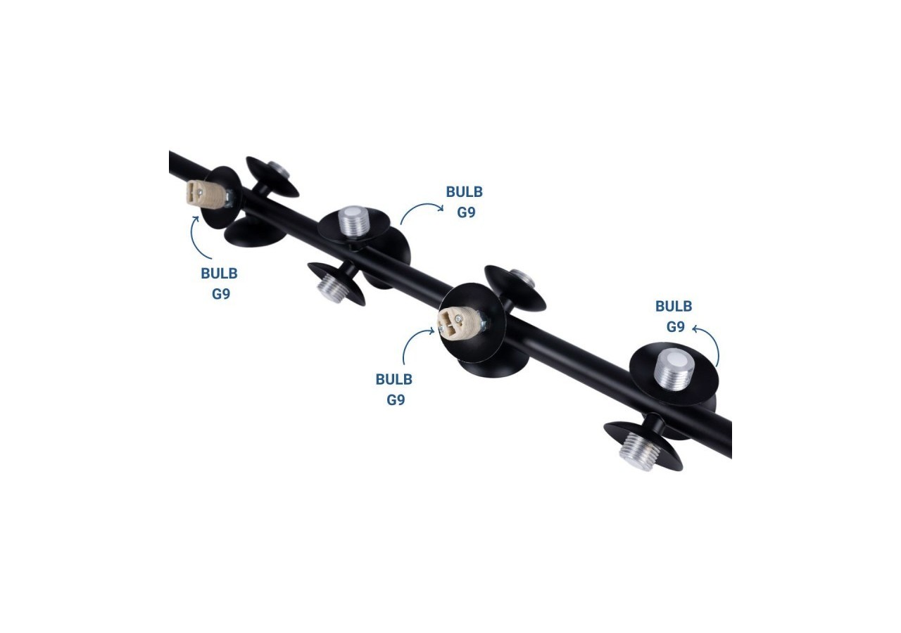 Suspension acoustique horizontale "DRAC"-4 globes lumineux et 8 globes absorbants - B206-H-CB - Barcelona LED