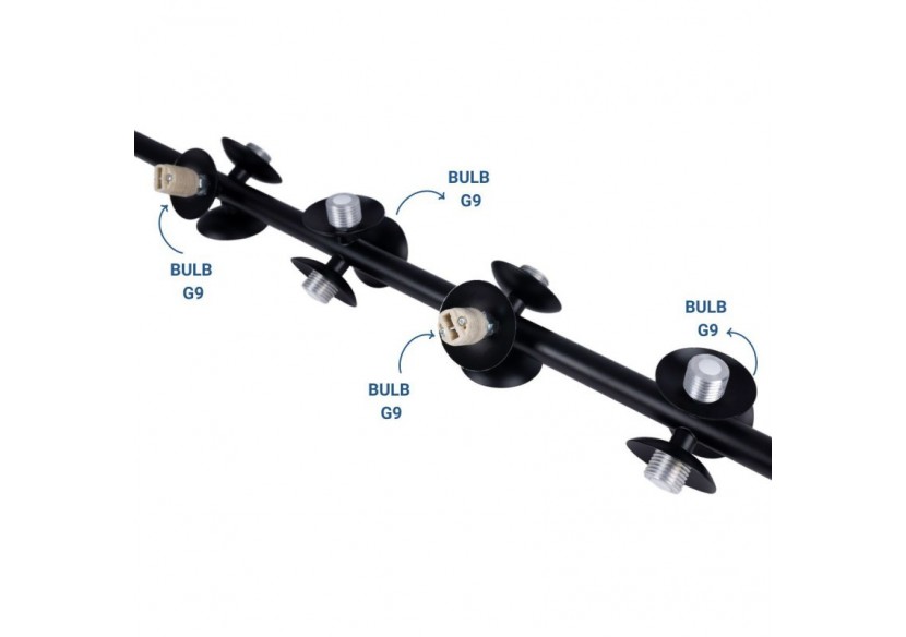 Suspension acoustique horizontale "DRAC"-4 globes lumineux et 8 globes absorbants - B206-H-CB - Barcelona LED