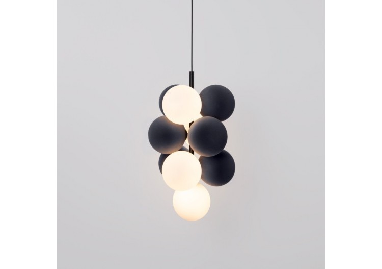 Suspension acoustique verticale "DRAC"-4 globes lumineux et 6 globes absorbants - B206-V-GB - Barcelona LED