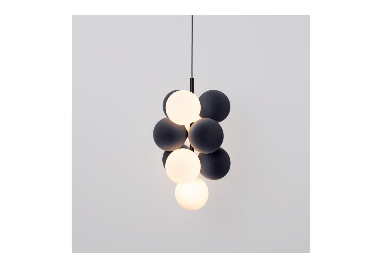 Suspension acoustique verticale "DRAC"-4 globes lumineux et 6 globes absorbants - B206-V-GB - Barcelona LED