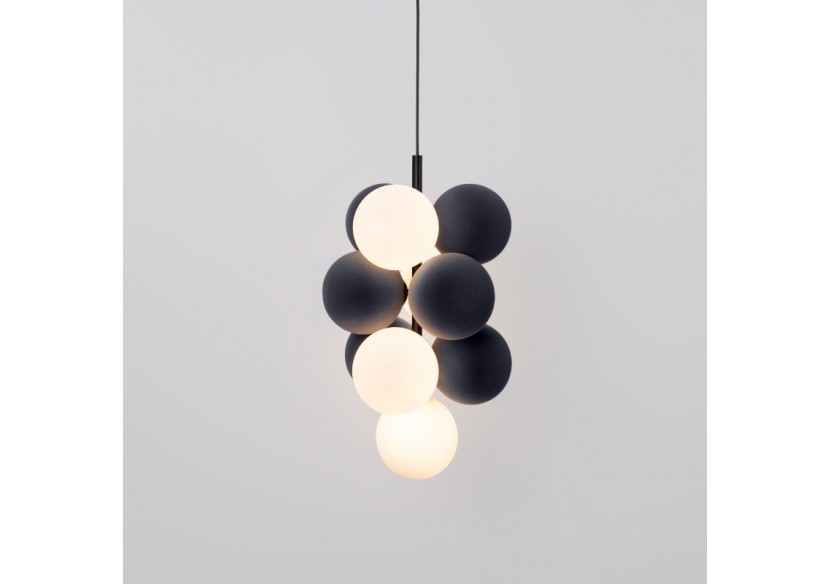 Suspension acoustique verticale "DRAC"-4 globes lumineux et 6 globes absorbants - B206-V-GB - Barcelona LED