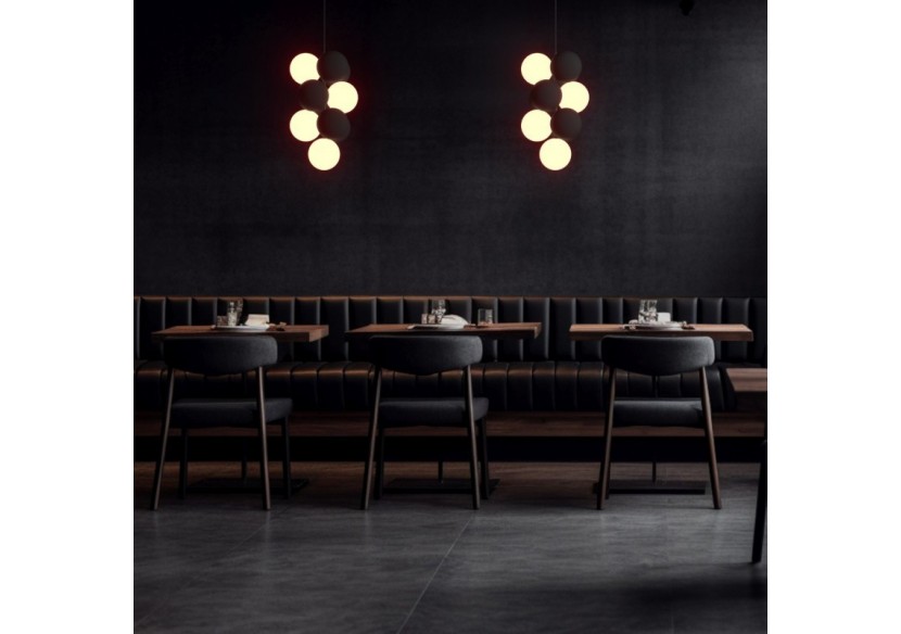 Suspension acoustique verticale "DRAC"-4 globes lumineux et 6 globes absorbants - B206-V-GB - Barcelona LED