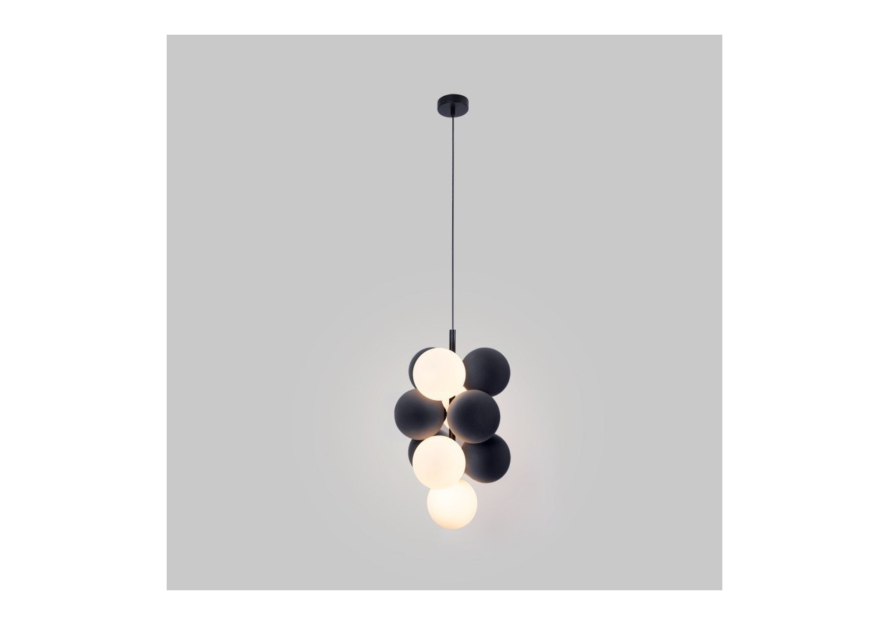 Suspension acoustique verticale "DRAC"-4 globes lumineux et 6 globes absorbants - B206-V-GB - Barcelona LED