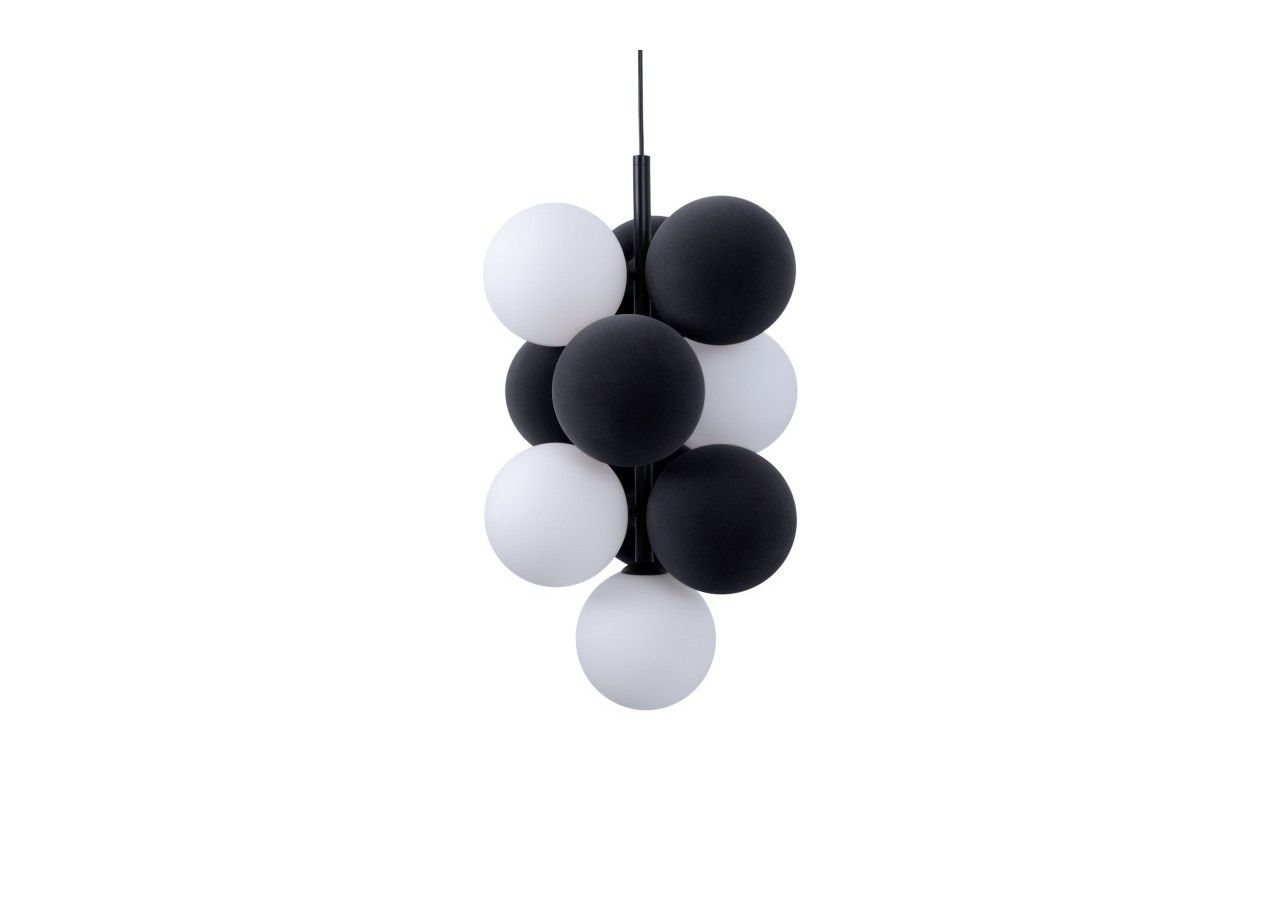 Suspension acoustique verticale "DRAC"-4 globes lumineux et 6 globes absorbants - B206-V-GB - Barcelona LED