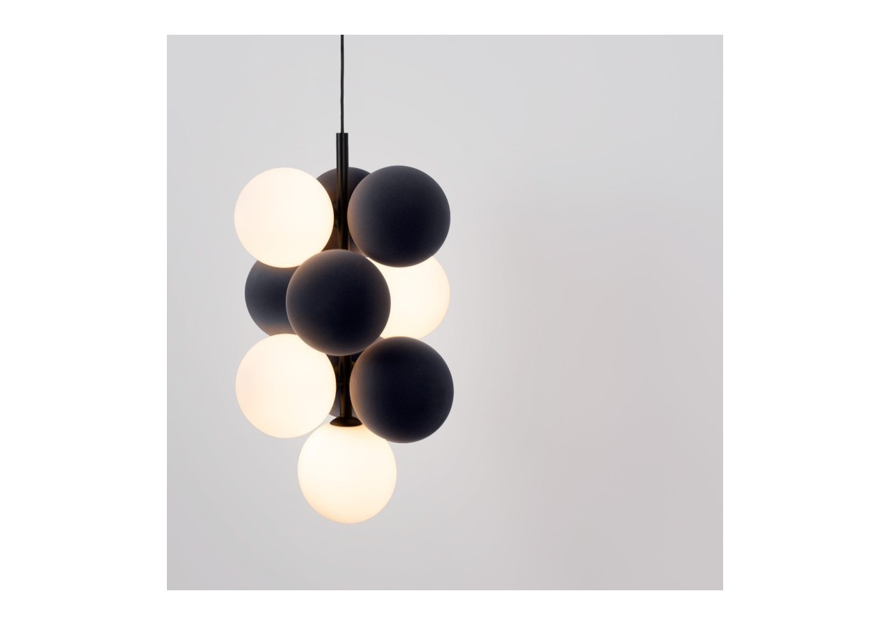 Suspension acoustique verticale "DRAC"-4 globes lumineux et 6 globes absorbants - B206-V-GB - Barcelona LED