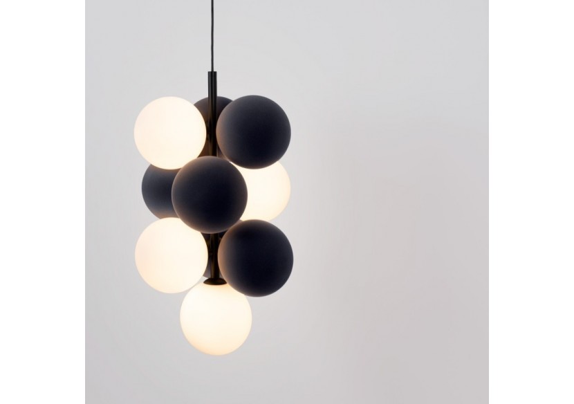 Suspension acoustique verticale "DRAC"-4 globes lumineux et 6 globes absorbants - B206-V-GB - Barcelona LED