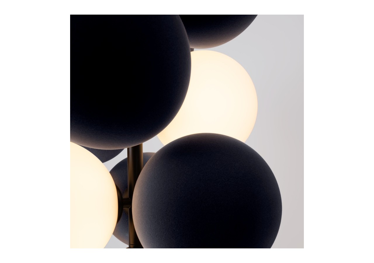 Suspension acoustique verticale "DRAC"-4 globes lumineux et 6 globes absorbants - B206-V-GB - Barcelona LED