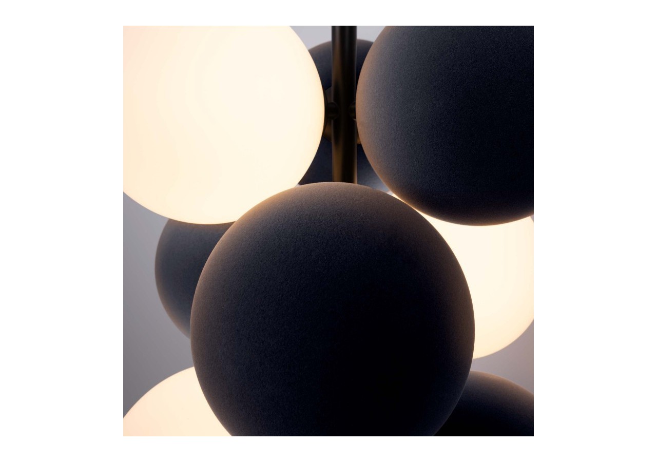 Suspension acoustique verticale "DRAC"-4 globes lumineux et 6 globes absorbants - B206-V-GB - Barcelona LED