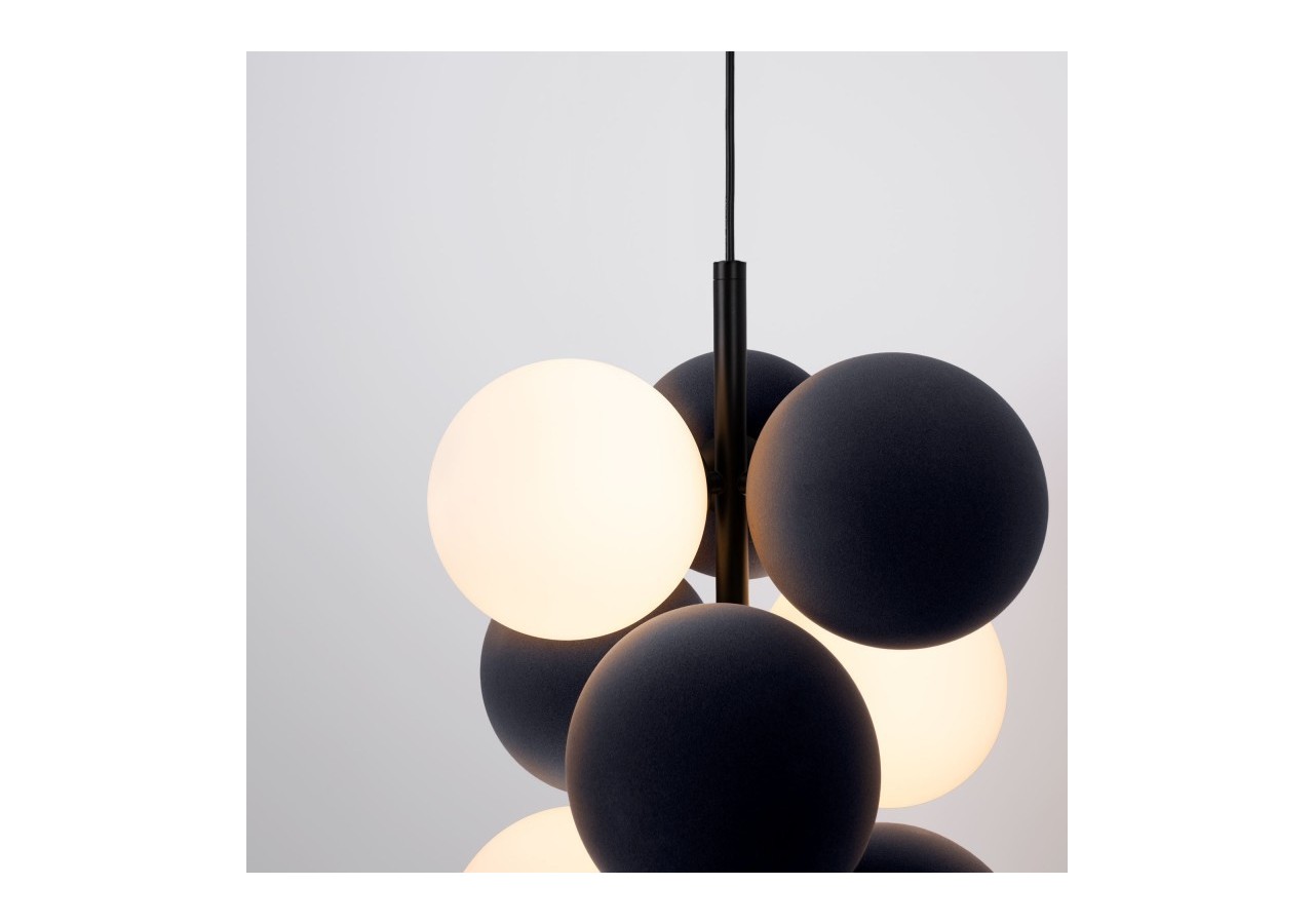 Suspension acoustique verticale "DRAC"-4 globes lumineux et 6 globes absorbants - B206-V-GB - Barcelona LED