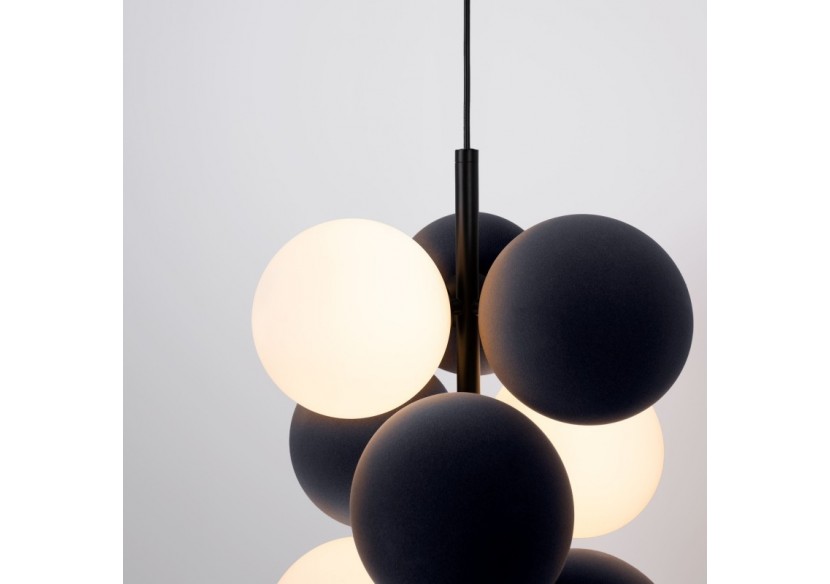 Suspension acoustique verticale "DRAC"-4 globes lumineux et 6 globes absorbants - B206-V-GB - Barcelona LED