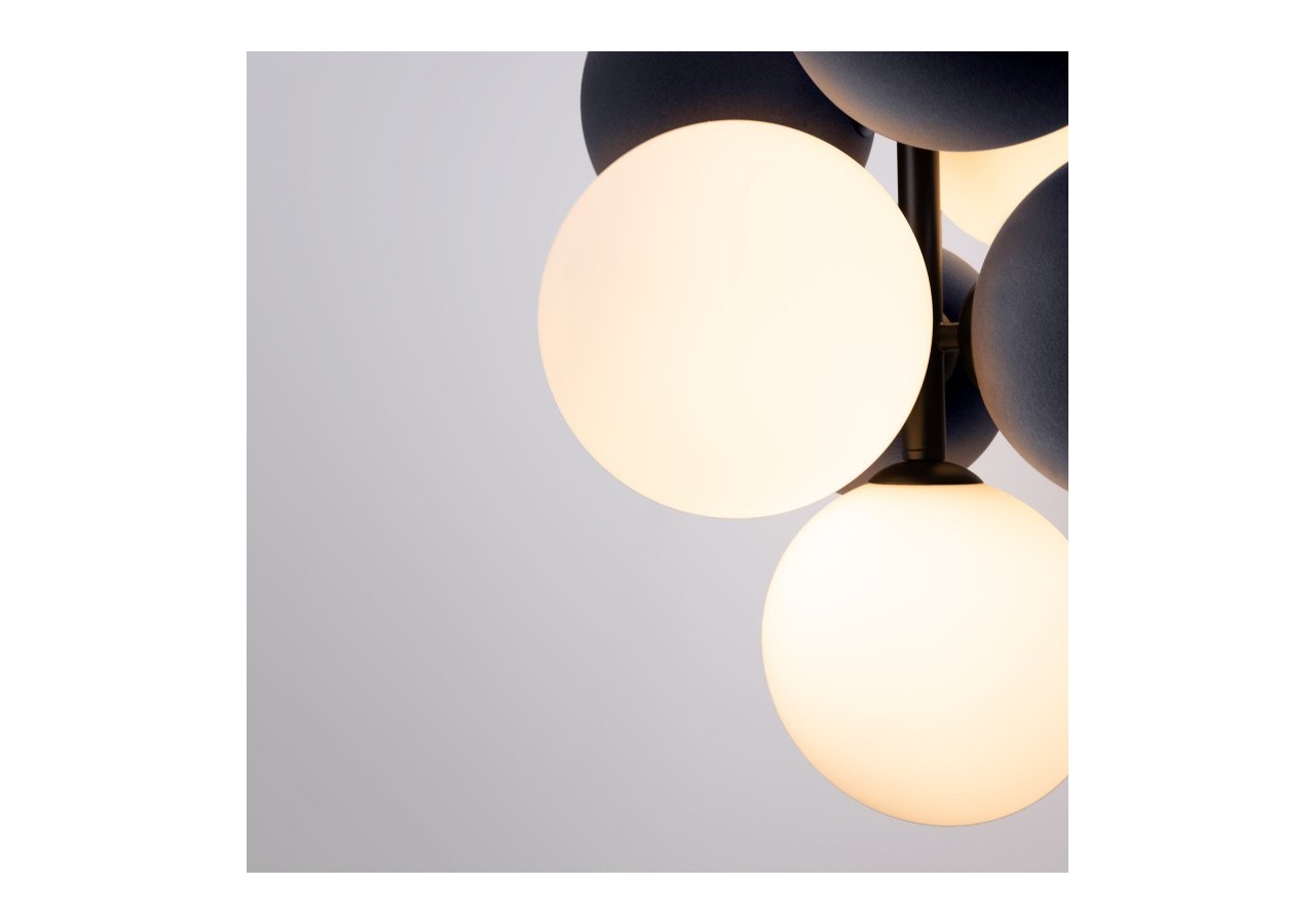 Suspension acoustique verticale "DRAC"-4 globes lumineux et 6 globes absorbants - B206-V-GB - Barcelona LED