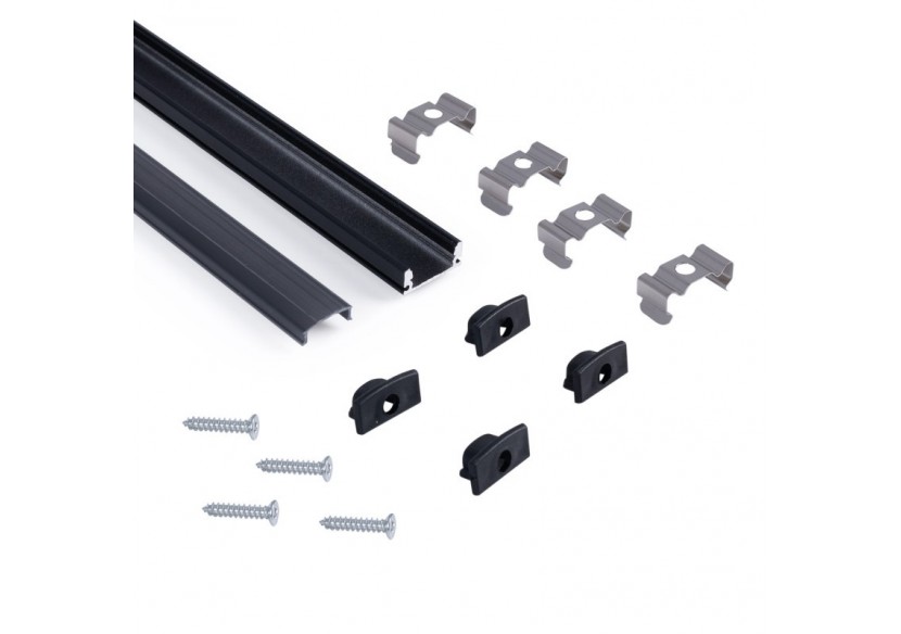 Profilé de surface en aluminium avec diffuseur-Kit complet-17x8mm-Ruban LED jusqu'à 12 mm-2m - BXT-164-N - Barcelona LED