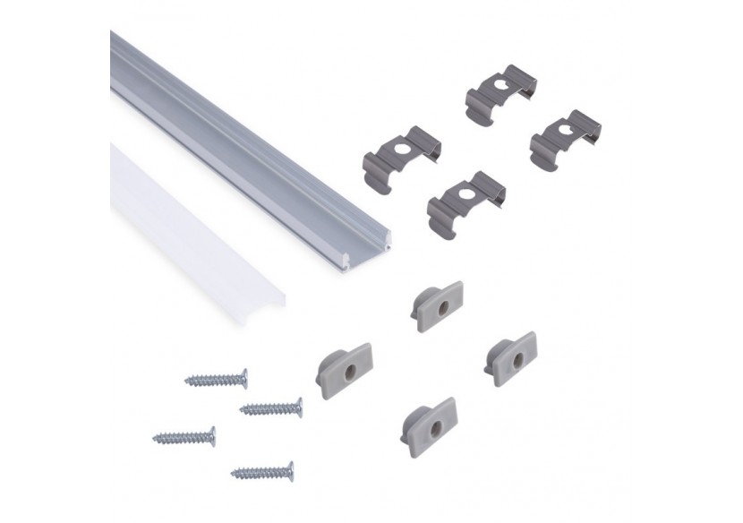 Profilé de surface en aluminium avec diffuseur-Kit complet-17x8mm-Ruban LED jusqu'à 12 mm-2m - BXT-164-P - Barcelona LED