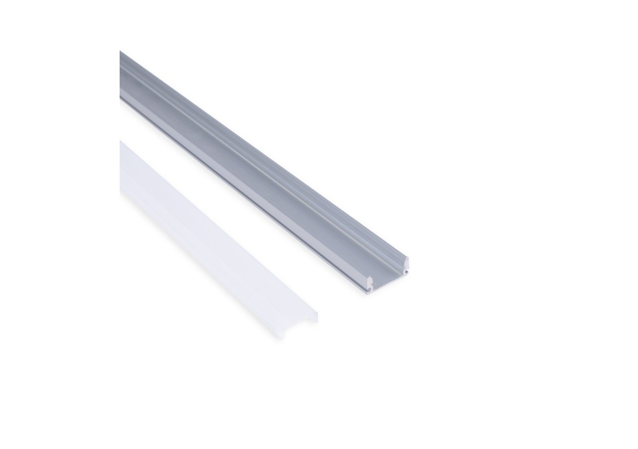 Profilé de surface en aluminium avec diffuseur-Kit complet-17x8mm-Ruban LED jusqu'à 12 mm-2m - BXT-164-P - Barcelona LED